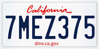 CA license plate 7MEZ375