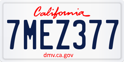 CA license plate 7MEZ377