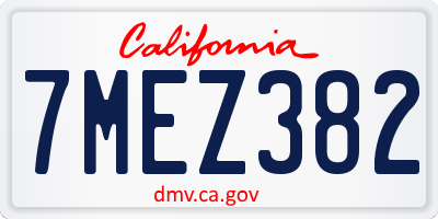 CA license plate 7MEZ382