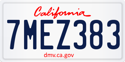 CA license plate 7MEZ383