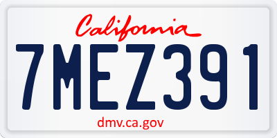 CA license plate 7MEZ391