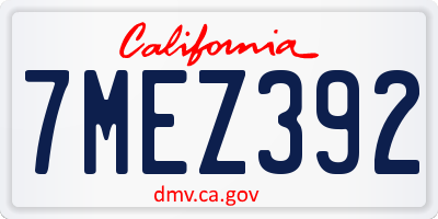 CA license plate 7MEZ392