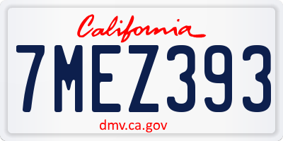 CA license plate 7MEZ393