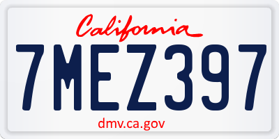 CA license plate 7MEZ397