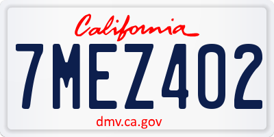 CA license plate 7MEZ402