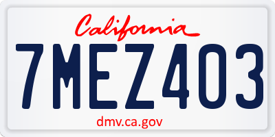 CA license plate 7MEZ403