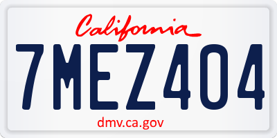 CA license plate 7MEZ404