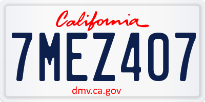 CA license plate 7MEZ407