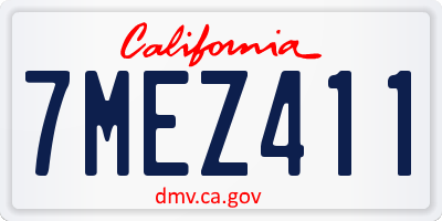 CA license plate 7MEZ411