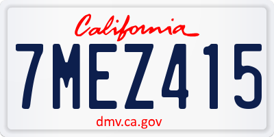 CA license plate 7MEZ415