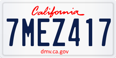 CA license plate 7MEZ417