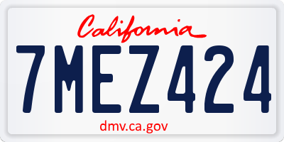 CA license plate 7MEZ424