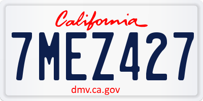 CA license plate 7MEZ427