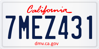CA license plate 7MEZ431