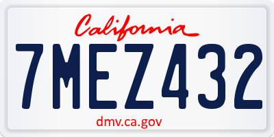 CA license plate 7MEZ432