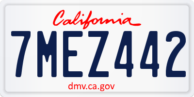CA license plate 7MEZ442