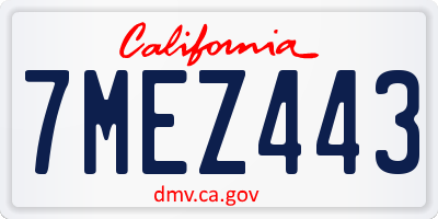 CA license plate 7MEZ443