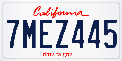 CA license plate 7MEZ445