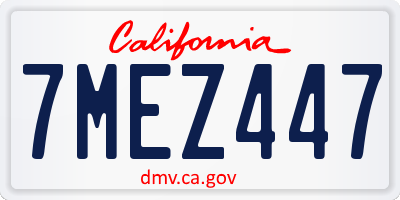 CA license plate 7MEZ447