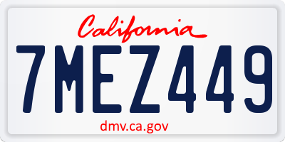 CA license plate 7MEZ449