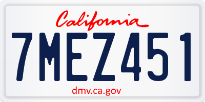 CA license plate 7MEZ451