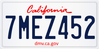 CA license plate 7MEZ452
