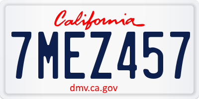 CA license plate 7MEZ457
