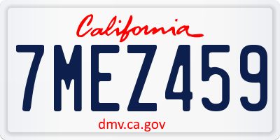 CA license plate 7MEZ459