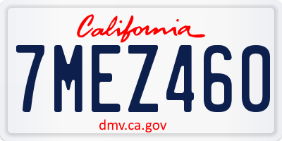 CA license plate 7MEZ460