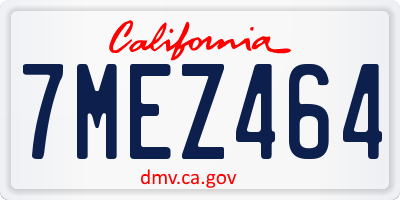 CA license plate 7MEZ464