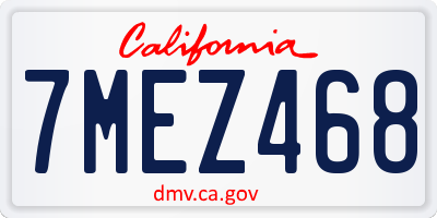 CA license plate 7MEZ468