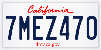 CA license plate 7MEZ470