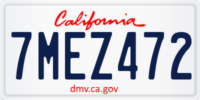 CA license plate 7MEZ472