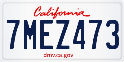 CA license plate 7MEZ473