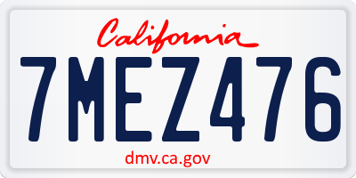 CA license plate 7MEZ476