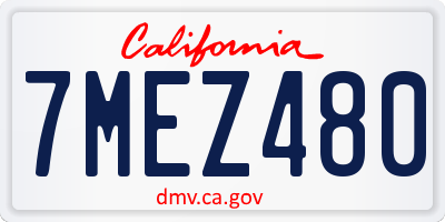 CA license plate 7MEZ480