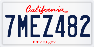 CA license plate 7MEZ482
