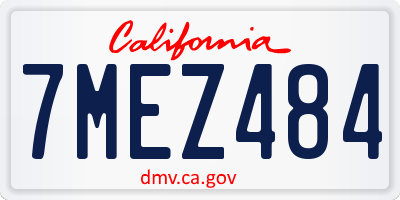 CA license plate 7MEZ484