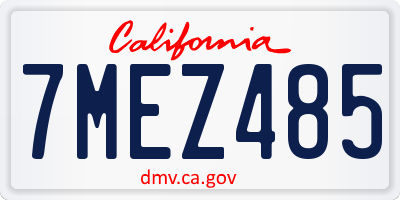 CA license plate 7MEZ485