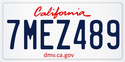 CA license plate 7MEZ489