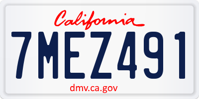 CA license plate 7MEZ491