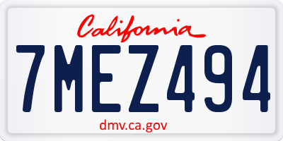 CA license plate 7MEZ494