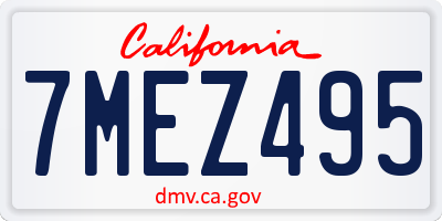 CA license plate 7MEZ495