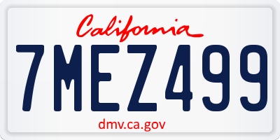 CA license plate 7MEZ499