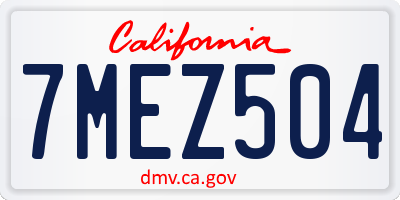 CA license plate 7MEZ504