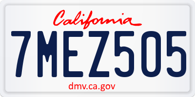 CA license plate 7MEZ505