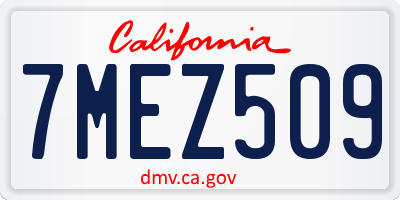 CA license plate 7MEZ509
