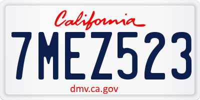 CA license plate 7MEZ523