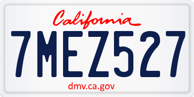CA license plate 7MEZ527