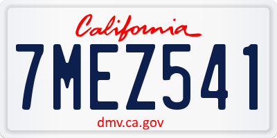 CA license plate 7MEZ541